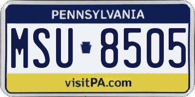 PA license plate MSU8505