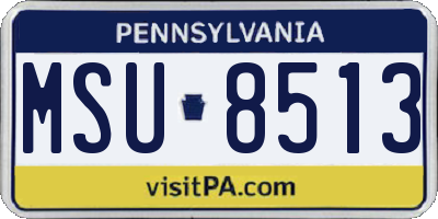 PA license plate MSU8513