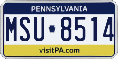 PA license plate MSU8514
