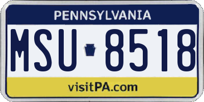 PA license plate MSU8518