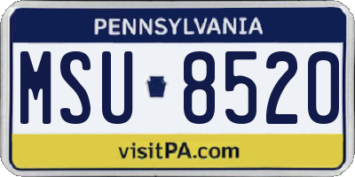 PA license plate MSU8520