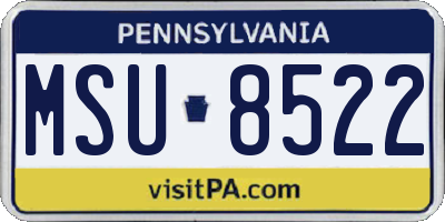 PA license plate MSU8522