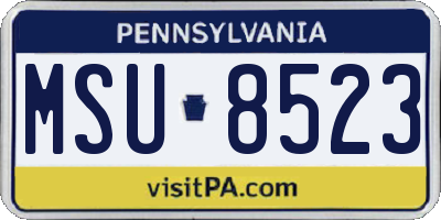 PA license plate MSU8523