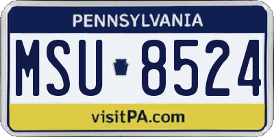PA license plate MSU8524