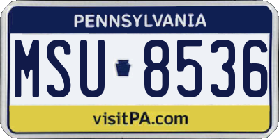 PA license plate MSU8536