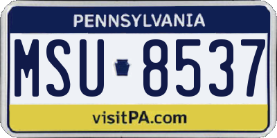 PA license plate MSU8537