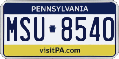 PA license plate MSU8540