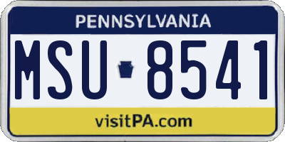 PA license plate MSU8541