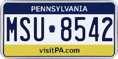 PA license plate MSU8542