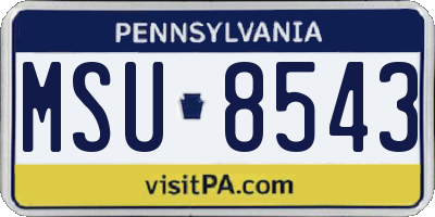 PA license plate MSU8543
