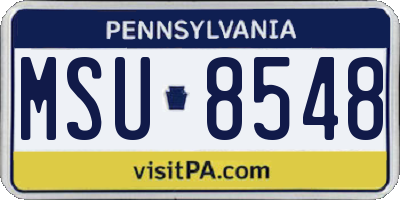 PA license plate MSU8548