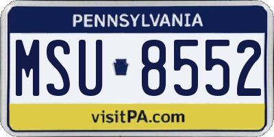 PA license plate MSU8552