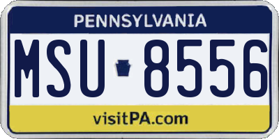 PA license plate MSU8556