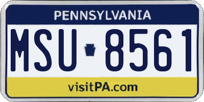 PA license plate MSU8561