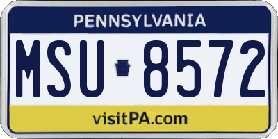 PA license plate MSU8572