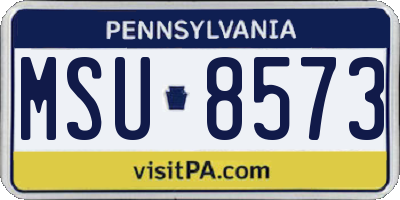 PA license plate MSU8573