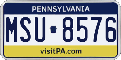 PA license plate MSU8576