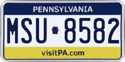 PA license plate MSU8582
