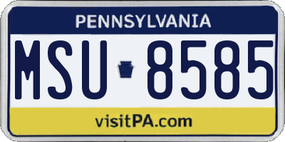 PA license plate MSU8585