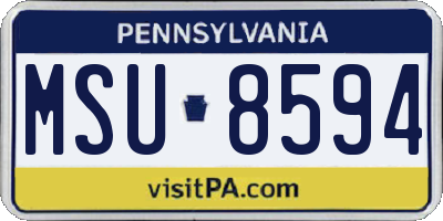 PA license plate MSU8594