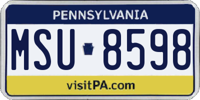 PA license plate MSU8598