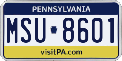PA license plate MSU8601