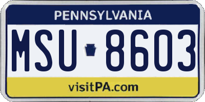 PA license plate MSU8603