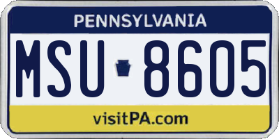 PA license plate MSU8605