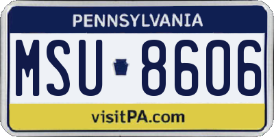 PA license plate MSU8606
