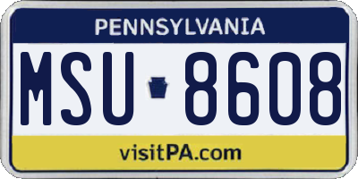 PA license plate MSU8608
