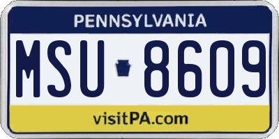PA license plate MSU8609