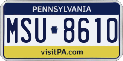 PA license plate MSU8610