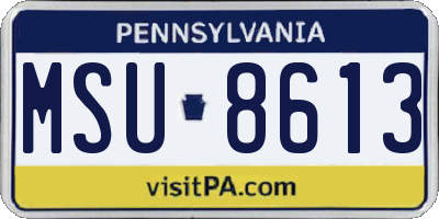 PA license plate MSU8613