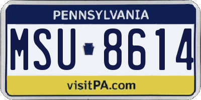 PA license plate MSU8614