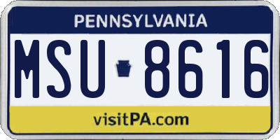 PA license plate MSU8616