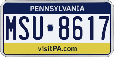 PA license plate MSU8617