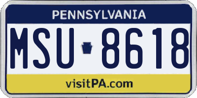 PA license plate MSU8618