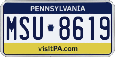 PA license plate MSU8619