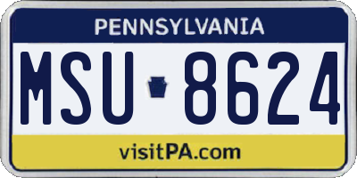 PA license plate MSU8624