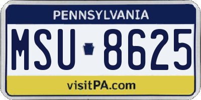 PA license plate MSU8625