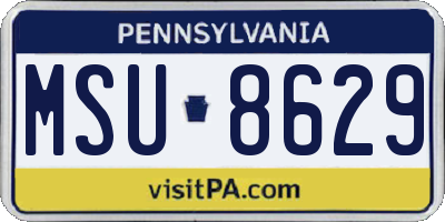 PA license plate MSU8629