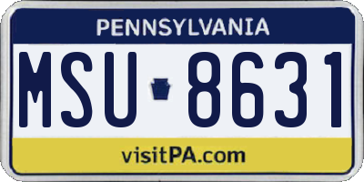 PA license plate MSU8631