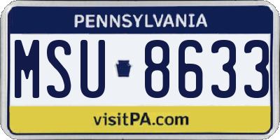 PA license plate MSU8633