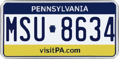 PA license plate MSU8634