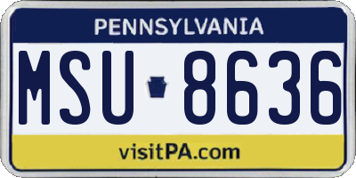 PA license plate MSU8636