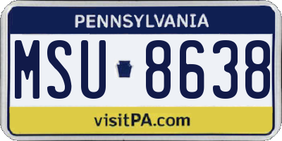 PA license plate MSU8638