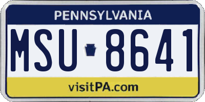 PA license plate MSU8641