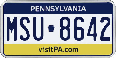 PA license plate MSU8642