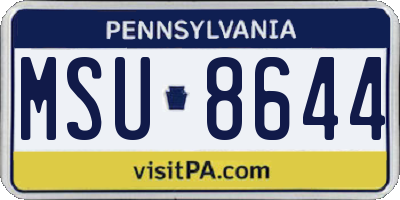 PA license plate MSU8644