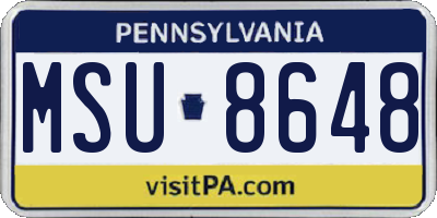 PA license plate MSU8648